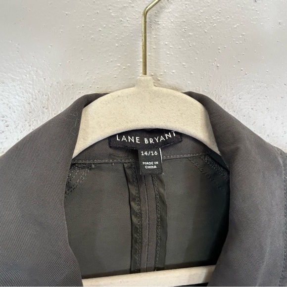 Lane Bryant 14/16 1X Green Gray Long Utility Trench Jacket Outdoor Spring Fall - Picture 7 of 12